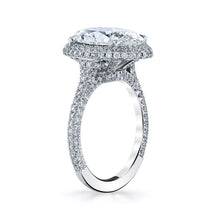 Load image into Gallery viewer, Royal Collection Platinum 5.01 CT Oval Diamond Engagement Ring with 1.02 CT Halo & Tapered Shank
