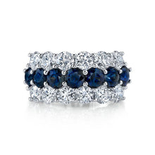 Load image into Gallery viewer, Royal Collection 18K White Gold 2.43 CT Diamond & 1.77 CT Sapphire 3-Row Band