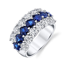Load image into Gallery viewer, Royal Collection 18K White Gold 2.43 CT Diamond & 1.77 CT Sapphire 3-Row Band