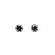 Load image into Gallery viewer, Royal Estate 14K White Gold Tsavorite 1.14, D.42 Cushion Shape Diamond Earrings