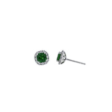 Load image into Gallery viewer, Royal Estate 14K White Gold Tsavorite 1.14, D.42 Cushion Shape Diamond Earrings
