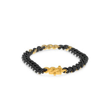 Load image into Gallery viewer, Royal Collection 14K Yellow Gold Diamond & Black Ceramic Curb Link Bracelet