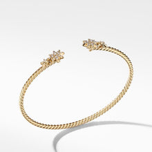 Load image into Gallery viewer, Petite Starburst Open Cable Bracelet in 18K Yellow Gold with Pave Diamonds