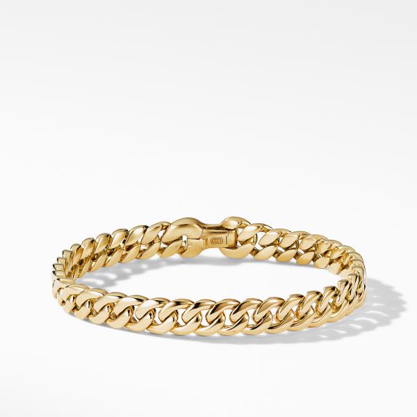 Curb Chain Bracelet in 18K Yellow Gold with Diamonds, 8mm