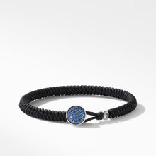 Load image into Gallery viewer, Woven Black Nylon Bracelet with Pave Sapphires