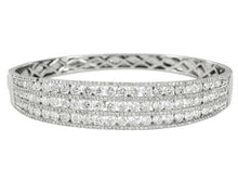 Load image into Gallery viewer, Royal Collection Triple Row Round Brilliant-Cut Diamond Wide Bangle in White Gold