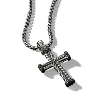 Load image into Gallery viewer, Chevron Cross Pendant with Black Diamonds