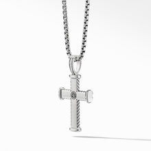 Load image into Gallery viewer, Chevron Cross Pendant with Black Diamonds