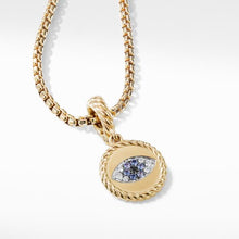 Load image into Gallery viewer, Evil Eye Aumlet with Diamonds and Blue Saphires in 18k Gold