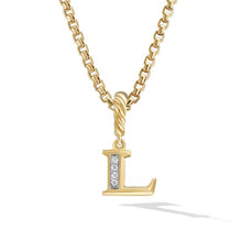 Load image into Gallery viewer, Pave Initial 'L' Pendant in 18K Yellow Gold with Diamonds