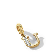 Load image into Gallery viewer, Pave "U" Initial Pendant in 18K Yellow Gold with Diamonds