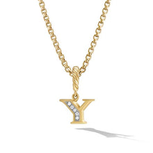Load image into Gallery viewer, Pave "Y" Initial Pendant in 18K Yellow Gold with Diamonds