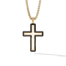 Load image into Gallery viewer, Forged Carbon Cross Pendant with 18K Gold