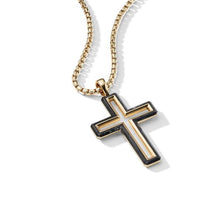 Load image into Gallery viewer, Forged Carbon Cross Pendant with 18K Gold
