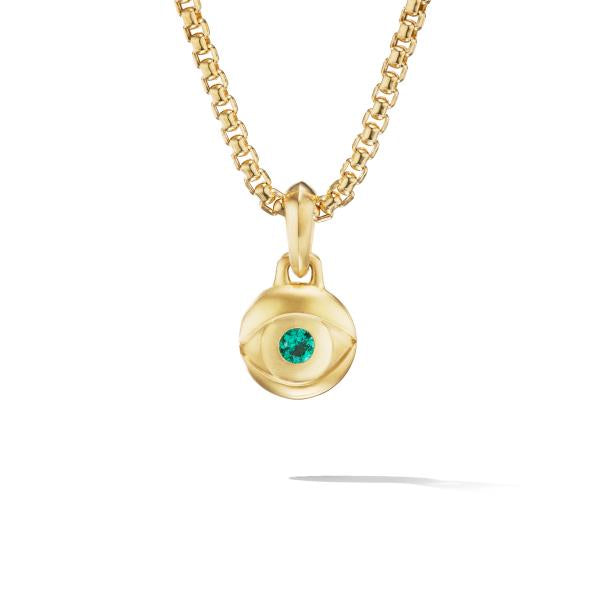 Evil Eye Amulet in 18K Yellow Gold with Emerald – Royal Jewelers