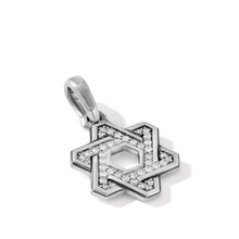 Load image into Gallery viewer, Deco Star of David Pendant in Sterling Silver with Pave Diamonds