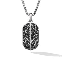 Load image into Gallery viewer, Torqued Faceted Amulet in Sterling Silver with Pave Black Diamonds