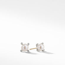 Load image into Gallery viewer, Small Pearl Earrings with Diamonds