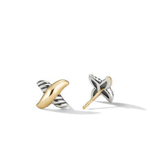 Load image into Gallery viewer, Petite X Stud Earrings with 18K Yellow Gold