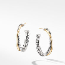 Load image into Gallery viewer, Crossover Medium Hoop Earrings with 18K Yellow Gold