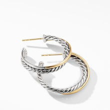 Load image into Gallery viewer, Crossover Medium Hoop Earrings with 18K Yellow Gold