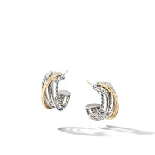 Load image into Gallery viewer, Crossover Huggie Hoop Earrings with 18K Yellow Gold