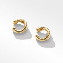 Load image into Gallery viewer, Pave Crossover Hoop Earrings in 18K Yellow Gold with Diamonds