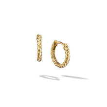 Load image into Gallery viewer, Sculpted Cable Huggie Hoop Earrings in 18K Yellow Gold