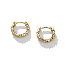 Load image into Gallery viewer, Sculpted Cable Huggie Hoop Earrings in 18K Yellow Gold
