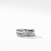 Load image into Gallery viewer, X Crossover Ring with Diamonds