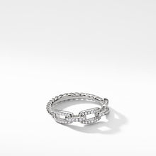 Load image into Gallery viewer, Stax Single Row Pave Chain Link Ring with Diamonds in 18K White Gold, 4.5mm
