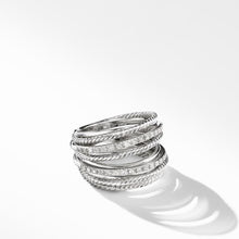 Load image into Gallery viewer, Crossover Ring in Sterling Silver with Pave Diamonds