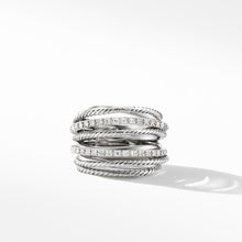 Load image into Gallery viewer, Crossover Ring in Sterling Silver with Pave Diamonds