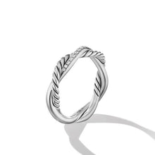 Load image into Gallery viewer, Petite Infinity Band Ring in Sterling Silver with Pave Diamonds
