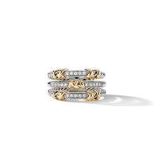 Load image into Gallery viewer, Petite Helena Three Row Ring with 18K Yellow Gold and Diamonds