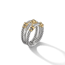 Load image into Gallery viewer, Petite Helena Three Row Ring with 18K Yellow Gold and Diamonds