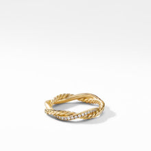 Load image into Gallery viewer, Petite Infinity Twisted Ring in 18K Yellow Gold with Pave Diamonds