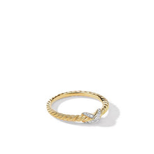 Load image into Gallery viewer, Petite X Ring in 18K Yellow Gold with Pave Diamonds