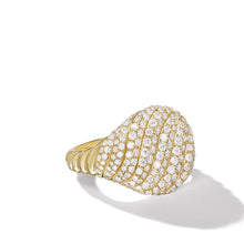 Load image into Gallery viewer, Sculpted Cable Pinky Ring in 18K Yellow Gold with Pave Diamonds