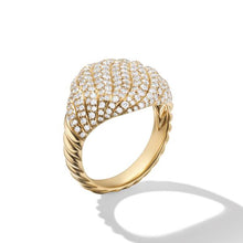 Load image into Gallery viewer, Sculpted Cable Pinky Ring in 18K Yellow Gold with Pave Diamonds