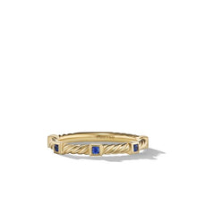 Load image into Gallery viewer, Cable Collectibles Stack Ring in 18K Yellow Gold with Blue Sapphires