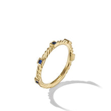 Load image into Gallery viewer, Cable Collectibles Stack Ring in 18K Yellow Gold with Blue Sapphires
