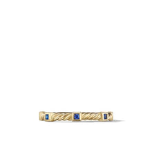 Load image into Gallery viewer, Cable Collectibles Stack Ring in 18K Yellow Gold with Blue Sapphires