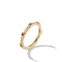 Load image into Gallery viewer, Cable Collectibles Stack Ring in 18K Yellow Gold with Rubies