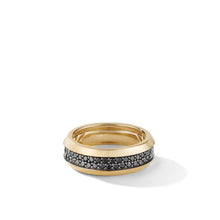 Load image into Gallery viewer, Beveled Two Row Band Ring in 18K Yellow Gold with Pave Black Diamonds