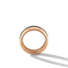 Load image into Gallery viewer, Beveled Two Row Band Ring in 18K Rose Gold with Pave Cognac Diamonds
