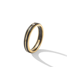 Load image into Gallery viewer, Forged Carbon Band Ring in 18K Yellow Gold with Center Diamond