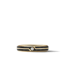 Load image into Gallery viewer, Forged Carbon Band Ring in 18K Yellow Gold with Center Diamond