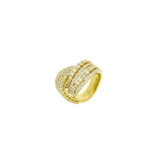Load image into Gallery viewer, Royal Collection 4 Row Multi Diamond Crossover Ring