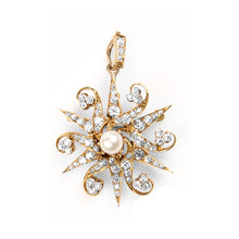 Load image into Gallery viewer, Royal Estate Pearl and Diamond Starburst Pendant